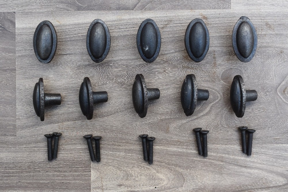 Vintage oval shape cast iron cabinet drawer door gate knobs handles pull 10 pcs