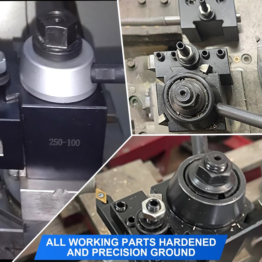 AXA Size 250-100 Set Piston Type Quick Change Tool Post Set For Lathe 6- 12"