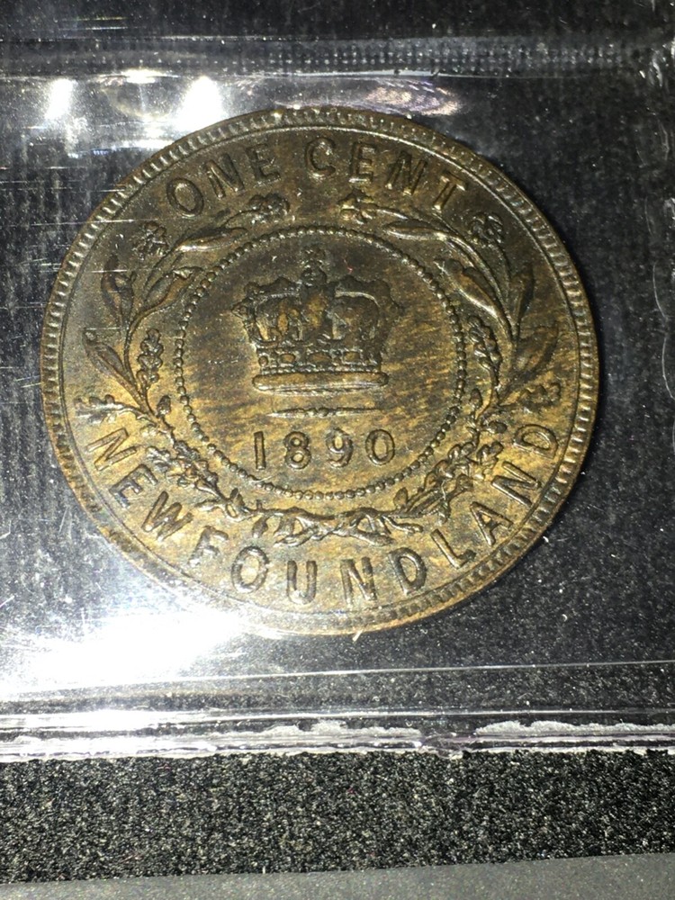 1890 ICCS Graded Newfoundland, Large One Cent, **AU-55**