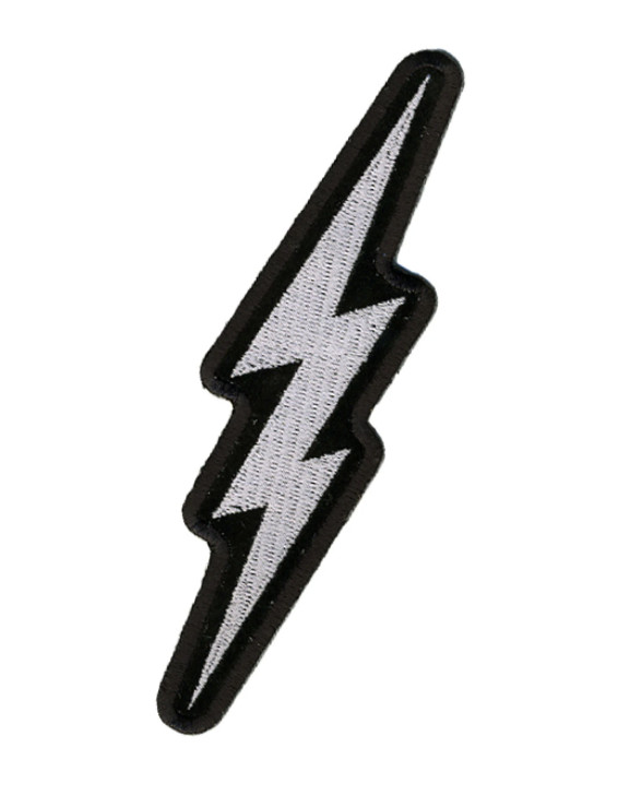 5" SILVER LIGHTENING BOLT EMBROIDERED PATCH
