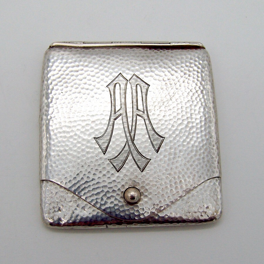 Hammered Match Safe Cover Norwegian 830 Silver Mono AA