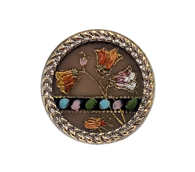 Antique Button Small Rare Victorian Celluloid with TINY INSECT