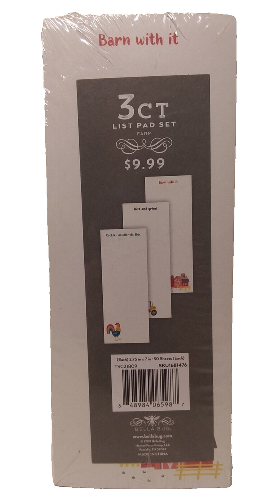 Bella Bug 3 Ct List Pad Set - Farm