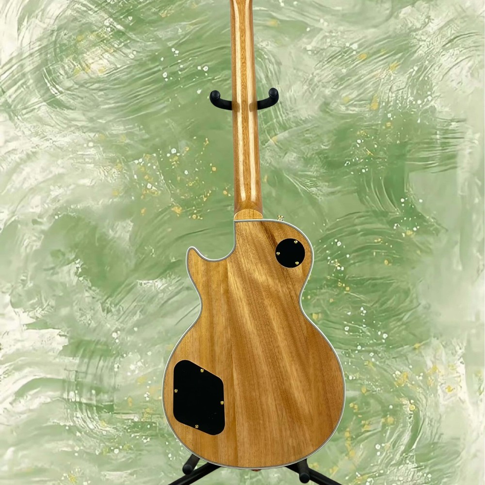 Electric Guitar Natural Wood Finish Rectangular Inlay Fixed Bridge 6-String