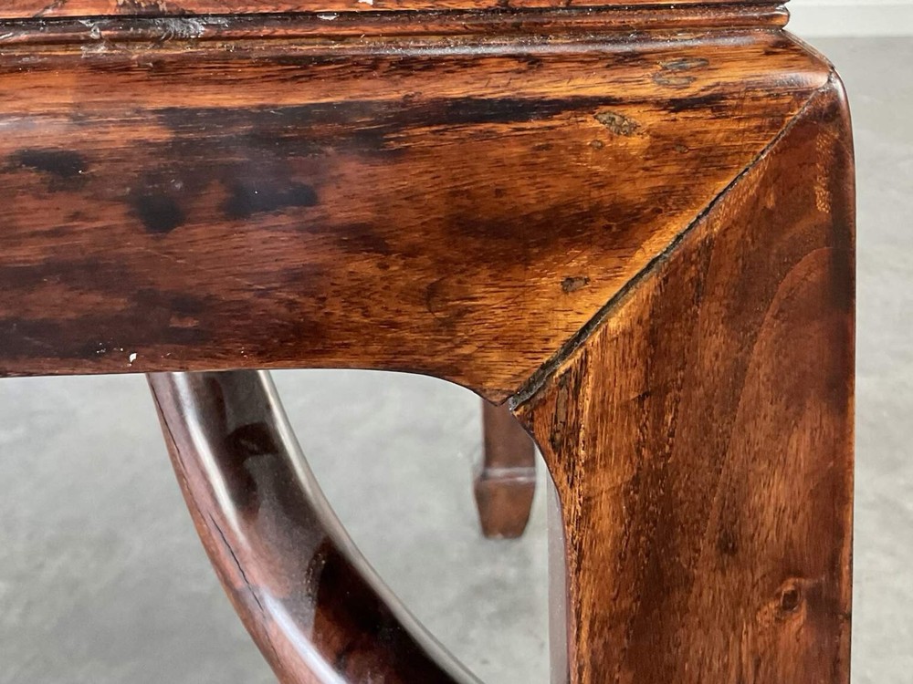 Antique Wood Dinning Table With Beveled Glass Tabletop