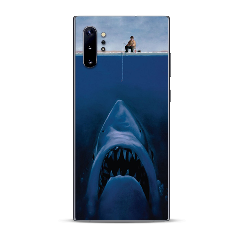 Skins Decal Wrap for Samsung Note 10 Plus Jaws Great White Under Boat