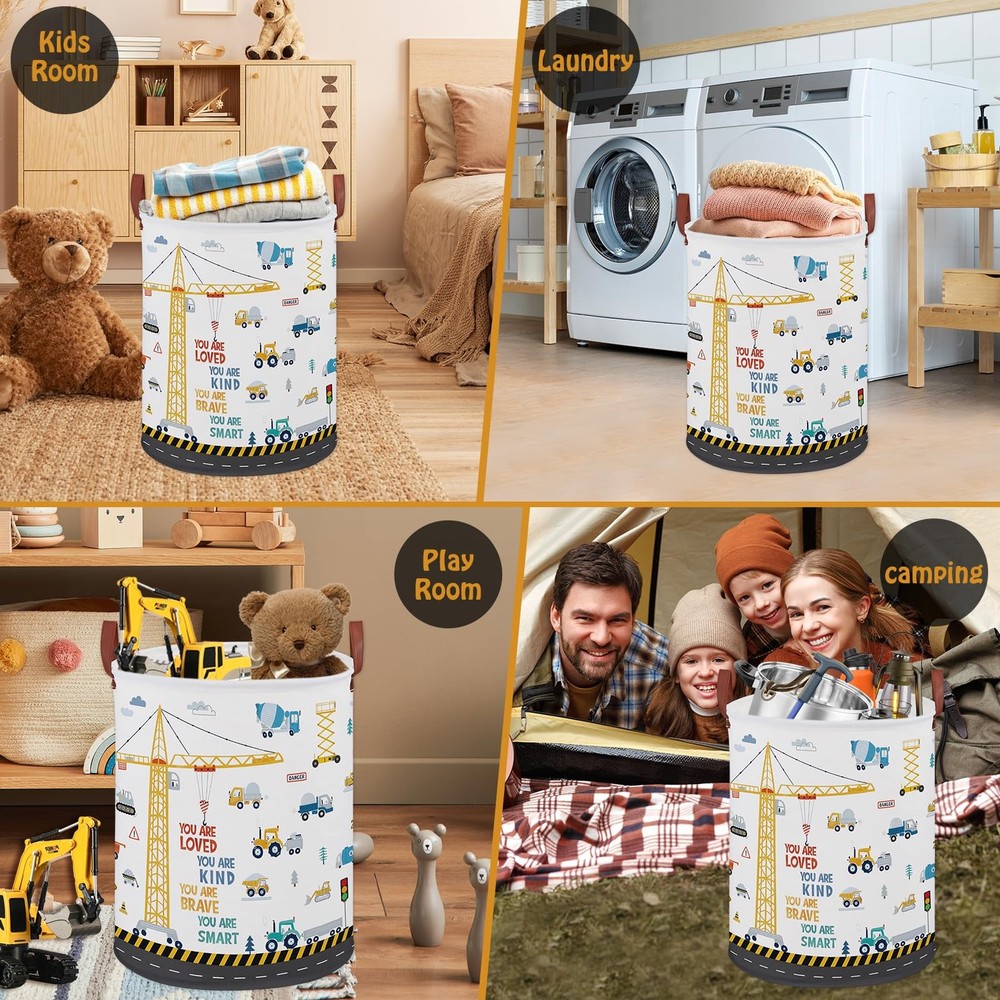 Construction Decor for Boys Room Laundry Middle, Yellow