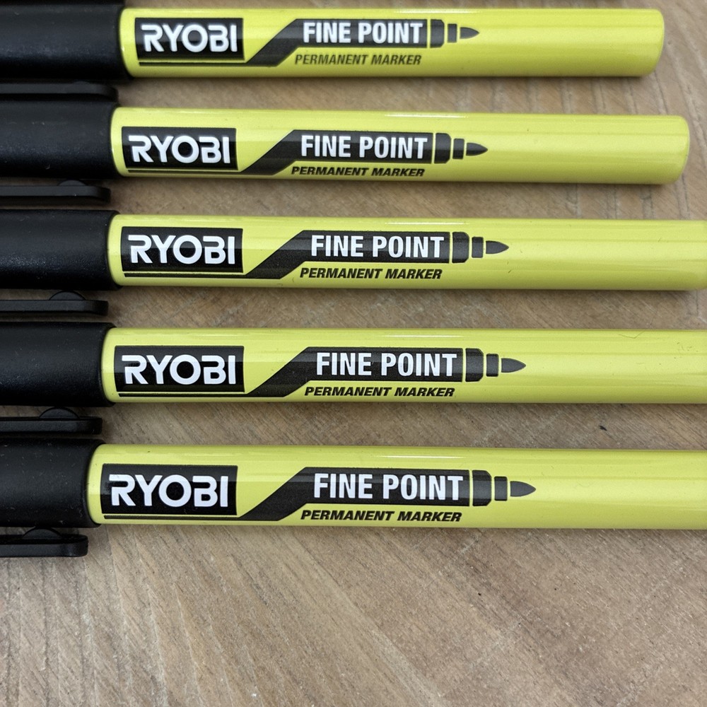 RYOBI Black Fine Point Permanent Workshop Marker 10 Pack-New