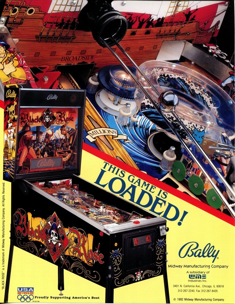 Black Rose Pinball Flyer Mint / Brochure / Ad