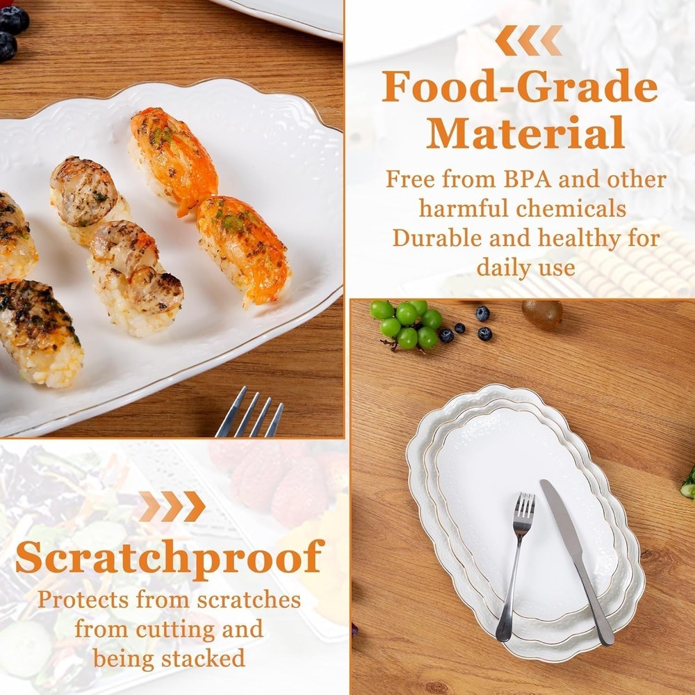 Ceramic Serving Platter Set | 14”/12”/10” Oval Serving Trays for Entertaining...