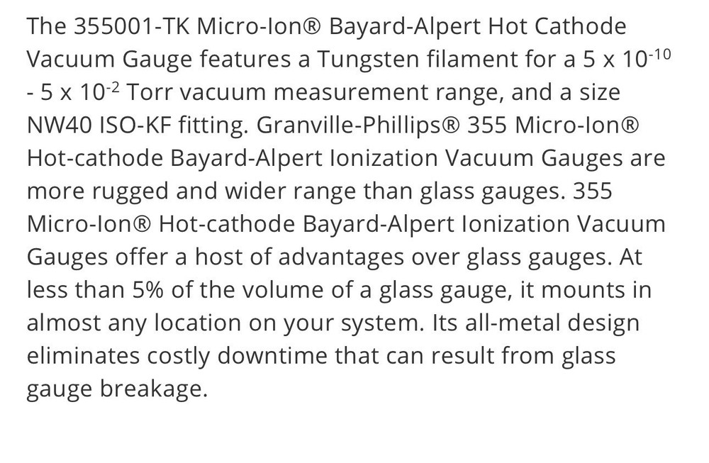 MKS MICRO ION 355001-TK