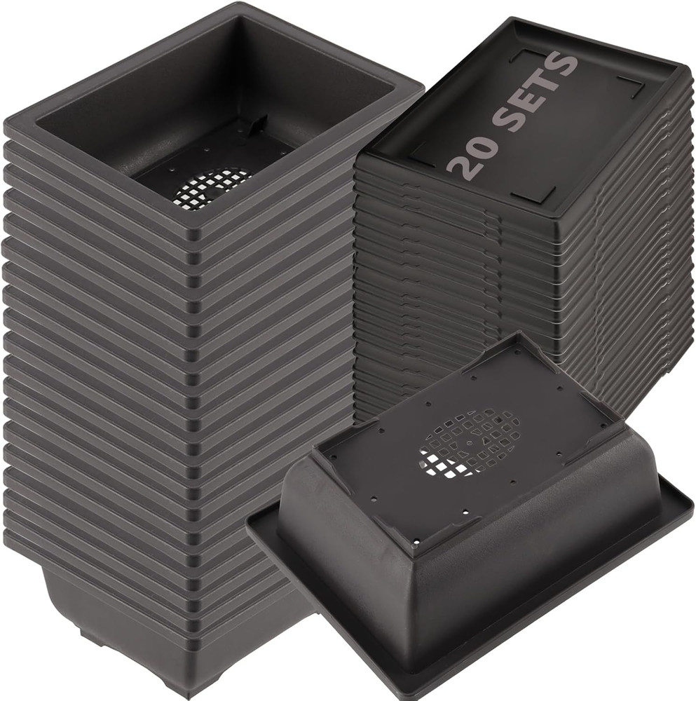 20 PCS 6.5 Inch Bonsai Training Pots, Rectangular Plastic Bonsai Pots, Flower Su