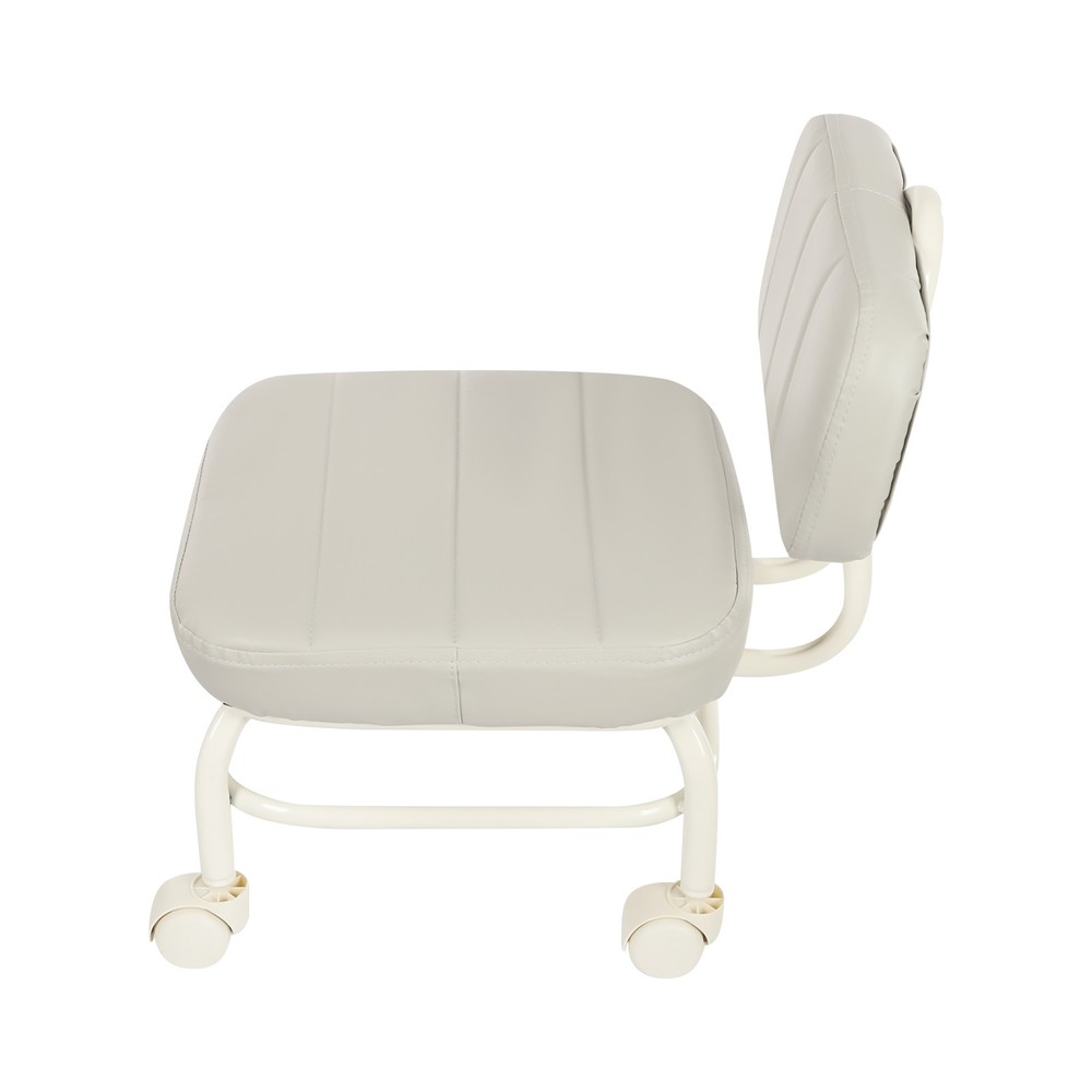 Low Rolling Stool, Roller Seat with Universal Swivel Caster Wheels & Backrest