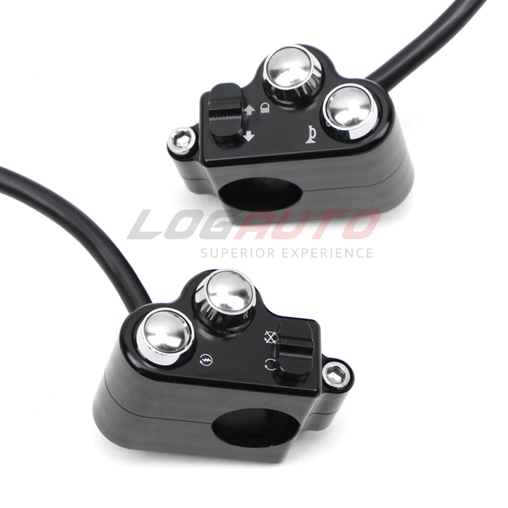 For Harley Universal 1'' Handlebar Control Switch Motorcycle Start Button Black