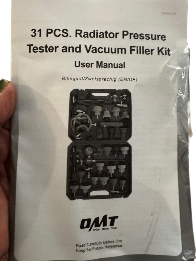 OMT 31pc Radiator Pressure Testing & Refilling Kit 23 Adapters Vacuum Pump Gray