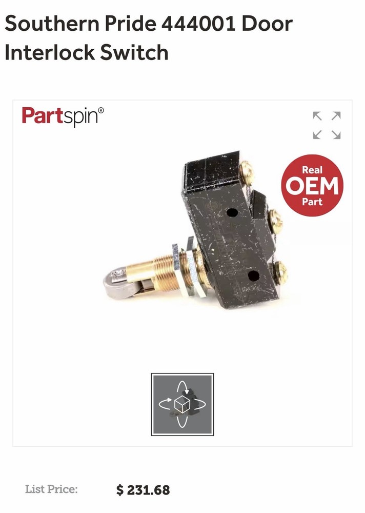 Southern Pride 444001 Door Interlock Switch