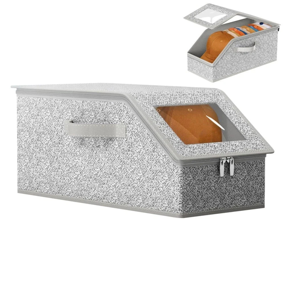 1/2x Stackable Hat Storage Organizer for Baseball Caps 24 Caps Hat Box with Lid