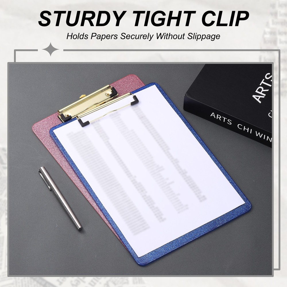Plastic Clip Boards, A4 Size Glitter Pink for Restaurant Shop Note