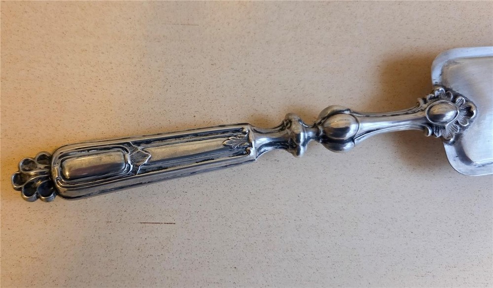 Antique German 12 Loth Solid Silver Ornate Engraved Cake Server 1.8 oz c.1800s