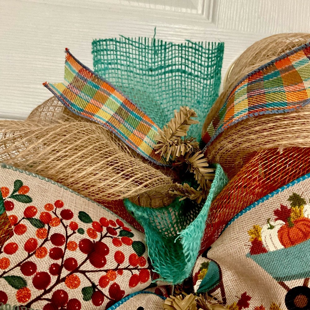 Autumn Leaves Are Falling Handmade Deco Mesh Wreath