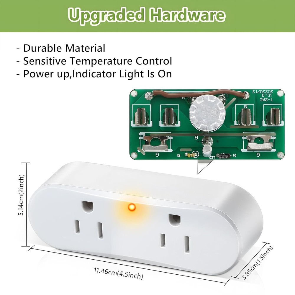 Thermostatically Controlled Outlet Temperature Outlet Plug Auto Turn on Below