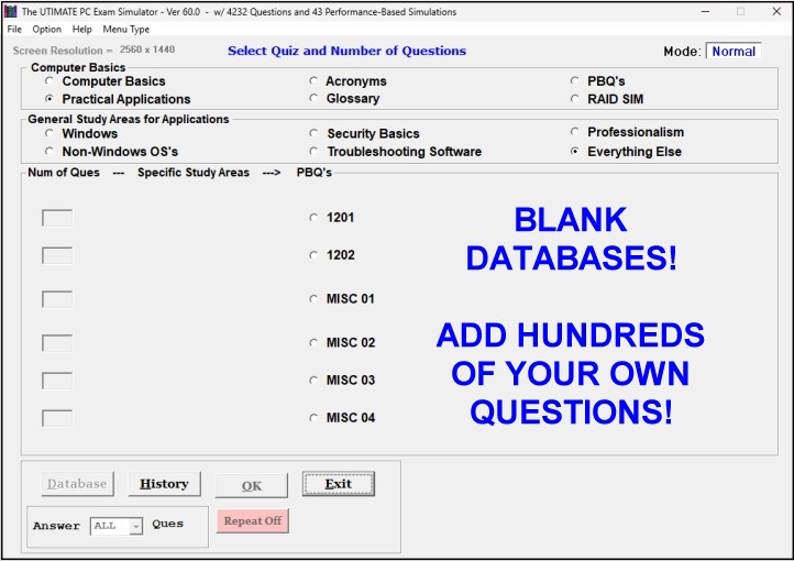 Ultimate Exam Simulator: 4200+ Questions - Custom DBs - Create - Your Own Exams!