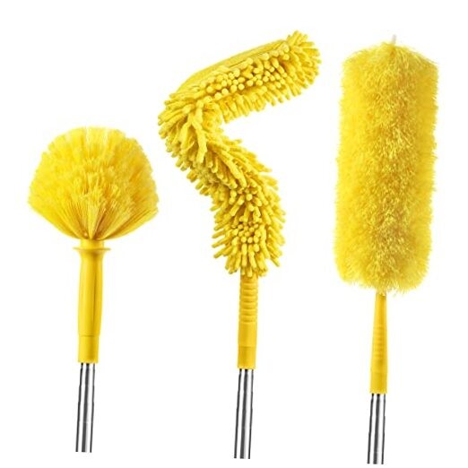 17FT Extendable Duster with 2-9 ft Extension Pole for High Ceilings,  Cobweb