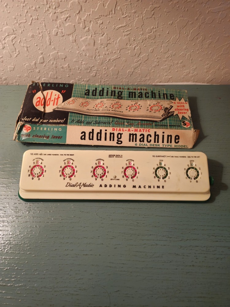 Vintage Sterling 6 Dial Dial-A-Matic Adding Machine-Good