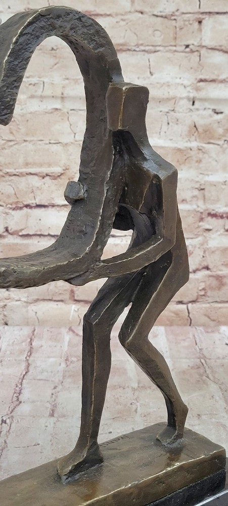 Captivating Bronze Statue Abstract Couple with Deep Bond Signed by Francisci