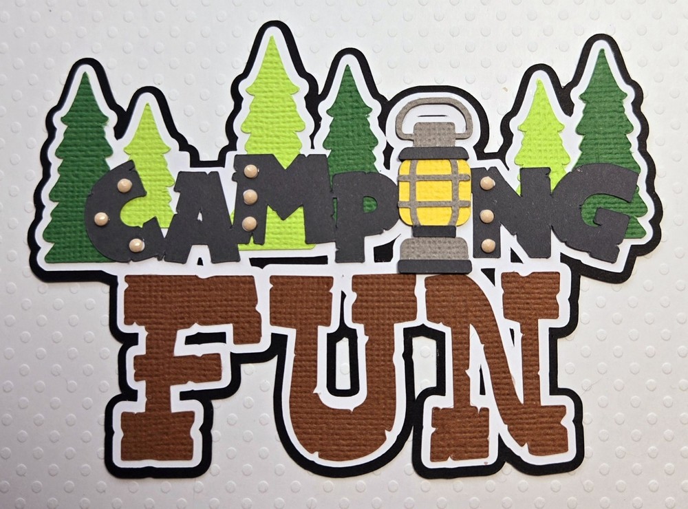Camping Fun Title. Scrapbook, Card Making Paper Piecing