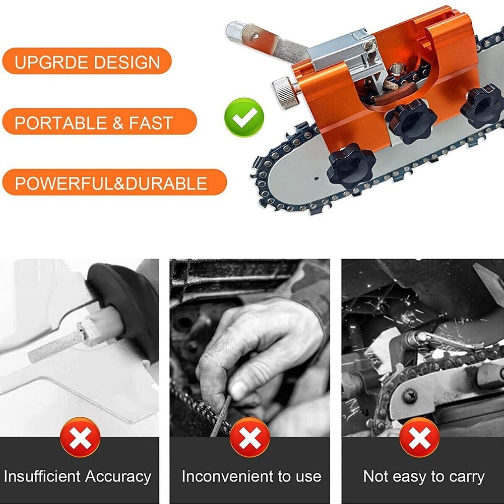 Chainsaw Chain Sharpening Jig Portable Hand Crank Sharpener Tool Set NEW