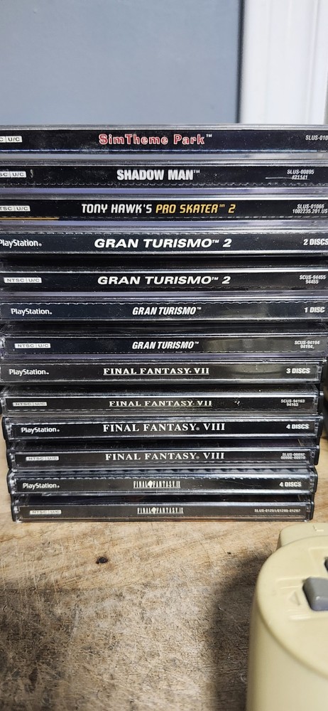 PS1 console, accessories, and games bundle