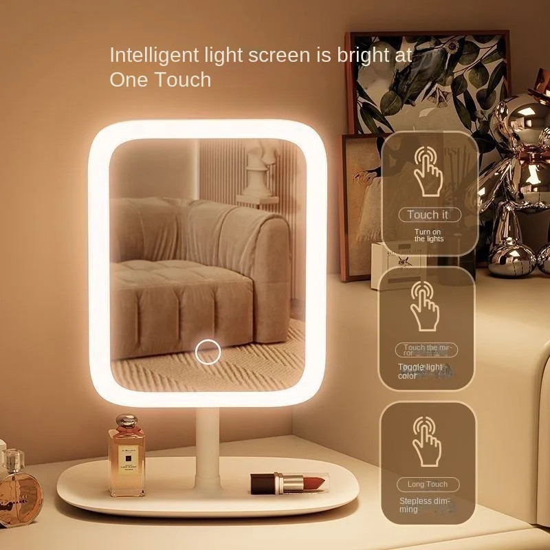 Rechargeable LED Makeup Mirror Touch Control 3 Color Dimmable Vanity