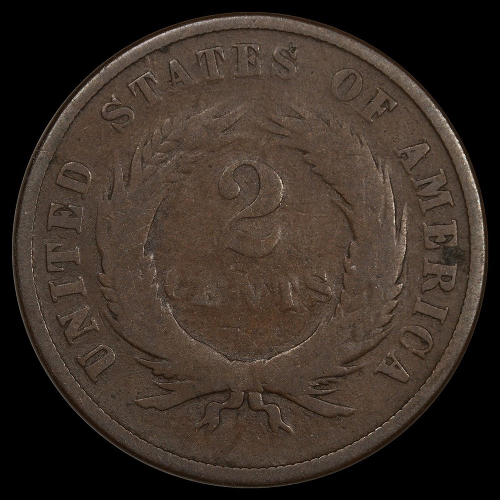 1871 2C Two Cent Piece Circulated Coin