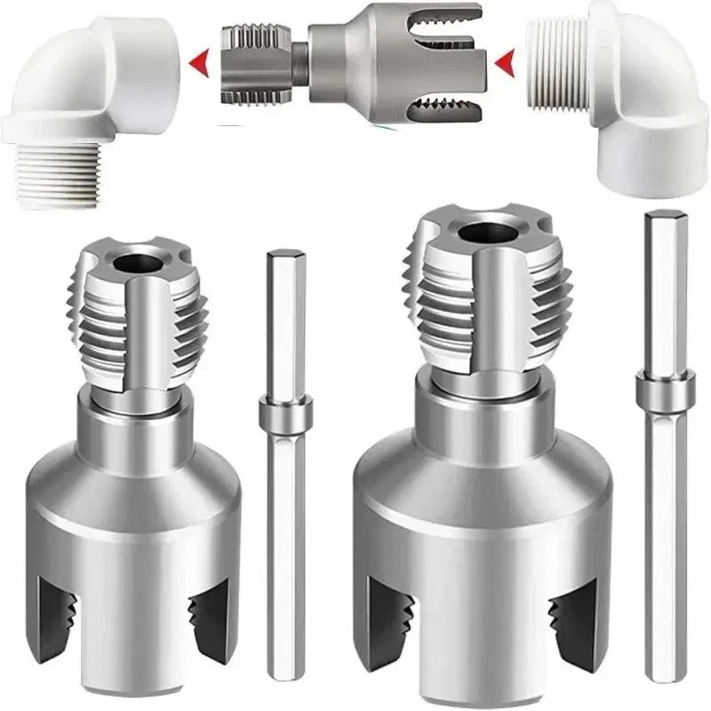 2Pcs 1/2''&3/4'' Water Pipe Integrated Internal & External Pipe Threading Tool