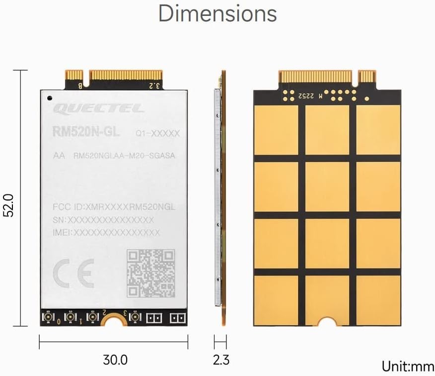 Quectel RM520N-GL IoT 5G Global Band Module, 5G Sub-6G & mmWave Module, M.2