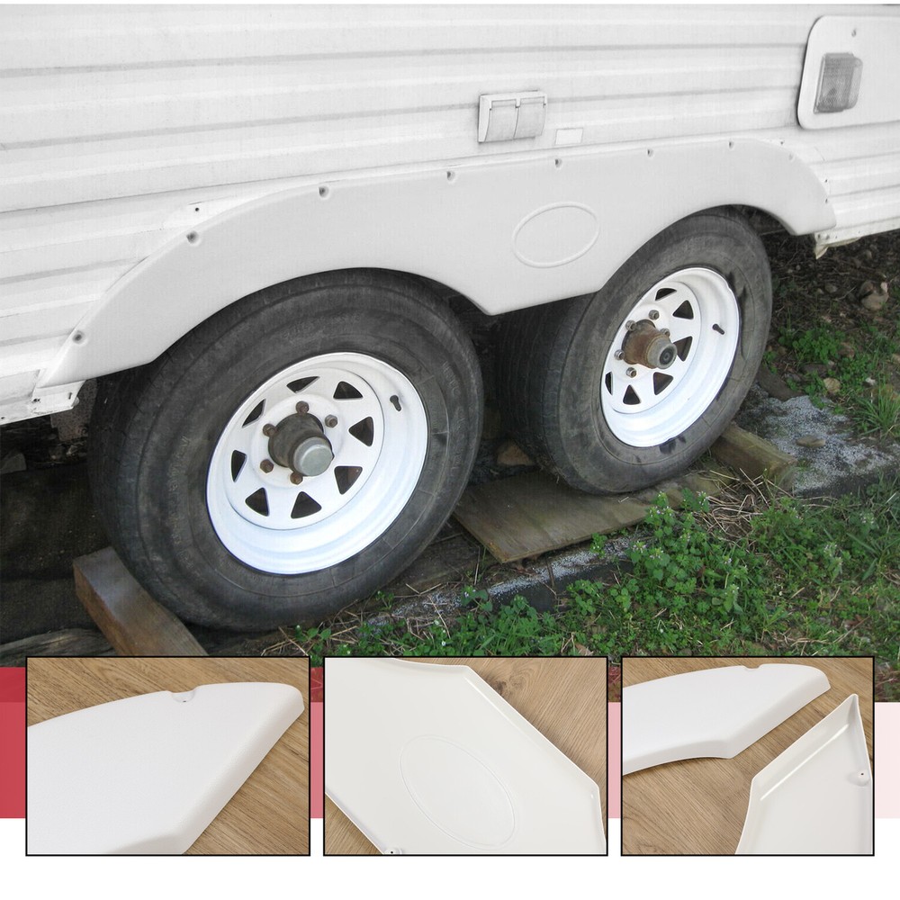 Left & Right Tandem Trailer Fender Skirt In White For RVs Campers And Trailers