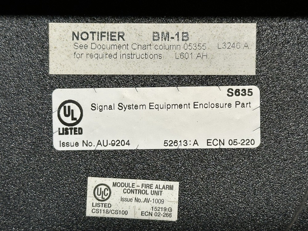 NOTIFIER BM-1B DRESS PANEL - PRE-OWNED