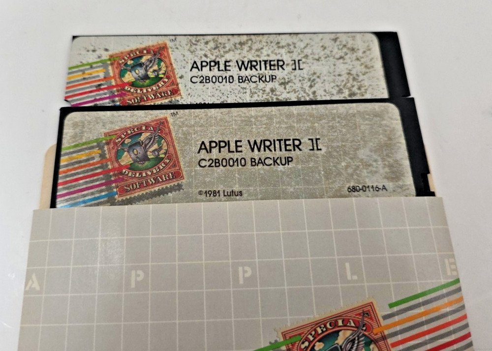 Apple Writer II Backup Disks - Tested with original sleeve