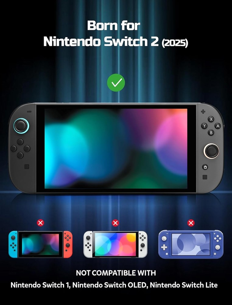 Removable TPU protective case for Switch 2 (2025), shockproof transparent shell.