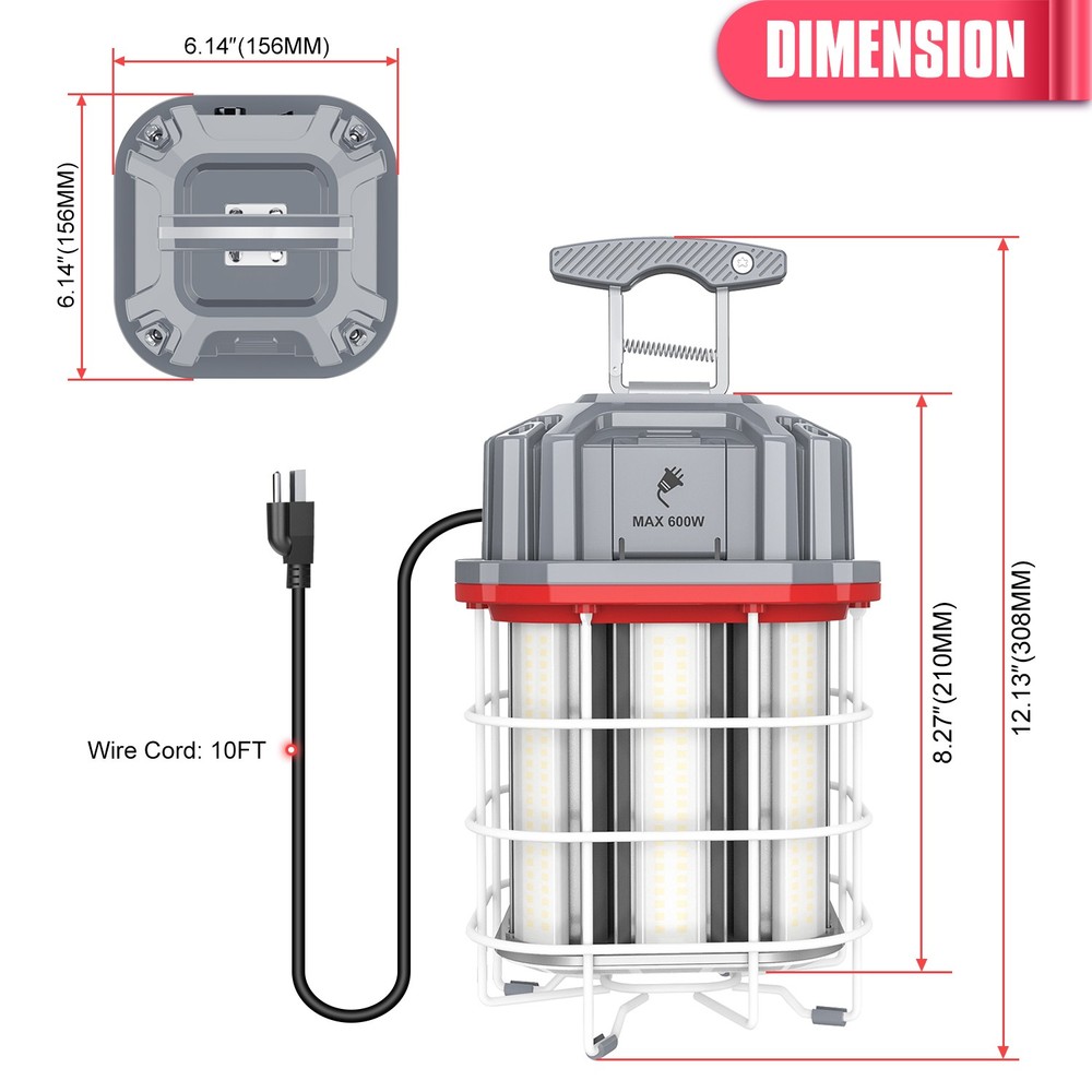 100 Watt LED Temporary Work Light, Linkable Warehouse,Garage & Workroom Lighting