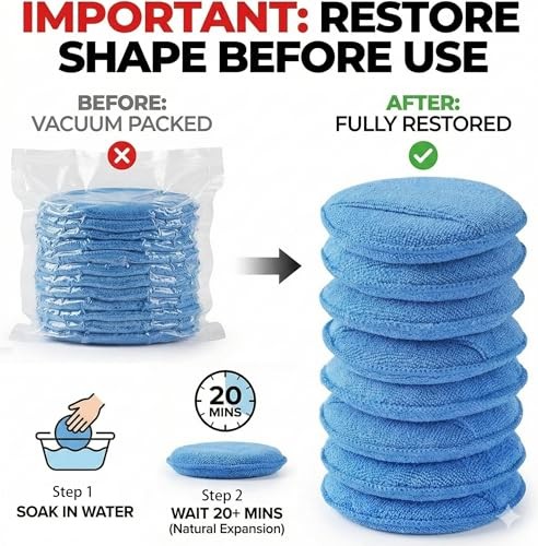 Wax Applicator Pad (15 Pack)，5 Inch Microfiber Wax Applicator Pads，Washable