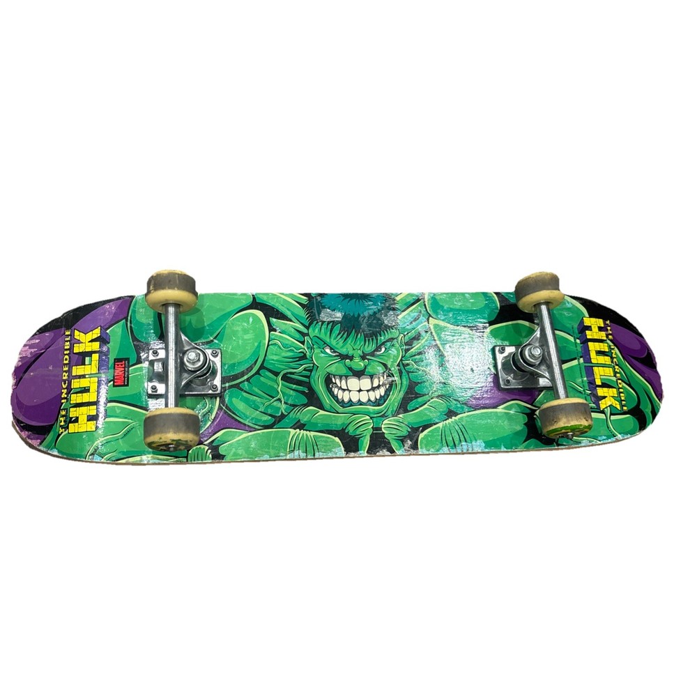 Vintage 2002 Marvel The Incredible Hulk Caution Skateboard 31”