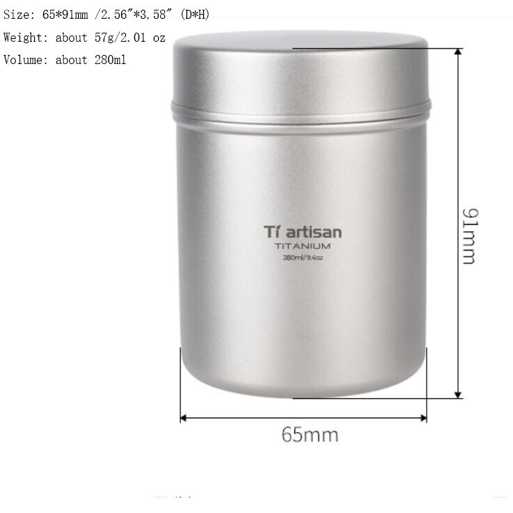 280mL Pure Titanium Storage Box Coffee Tea Cans EDC Portable Container Bottle