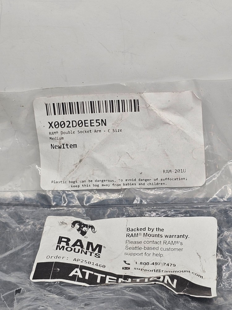 RAM Mounts RAM-201U C-Size Double-Socket Arm Black