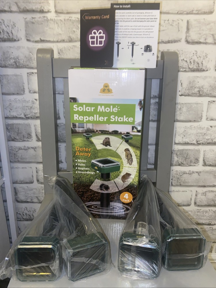 Mole Groundhog Repellent Stakes- 4 Pack -SOLAR POWERED