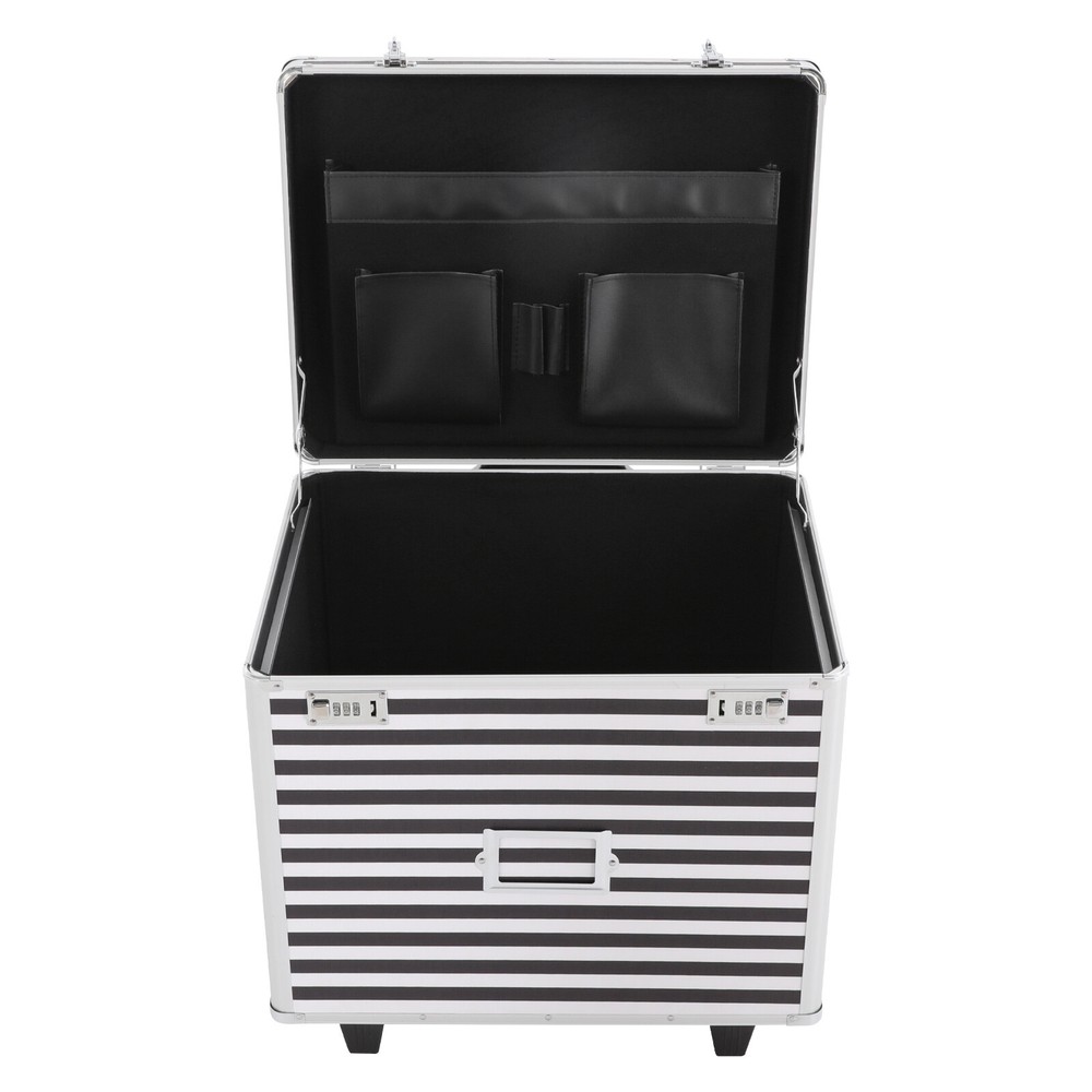 Lockable Mobile Rolling File Storage Chest Letter Document Telescopic Pole Case