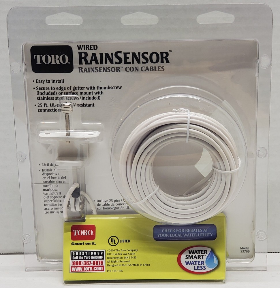 Toro 53769 Sprinkler System Wired Rain Sensor White