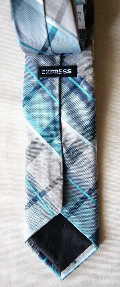 Express Men`s Plaid Narrow Silk Tie New $49