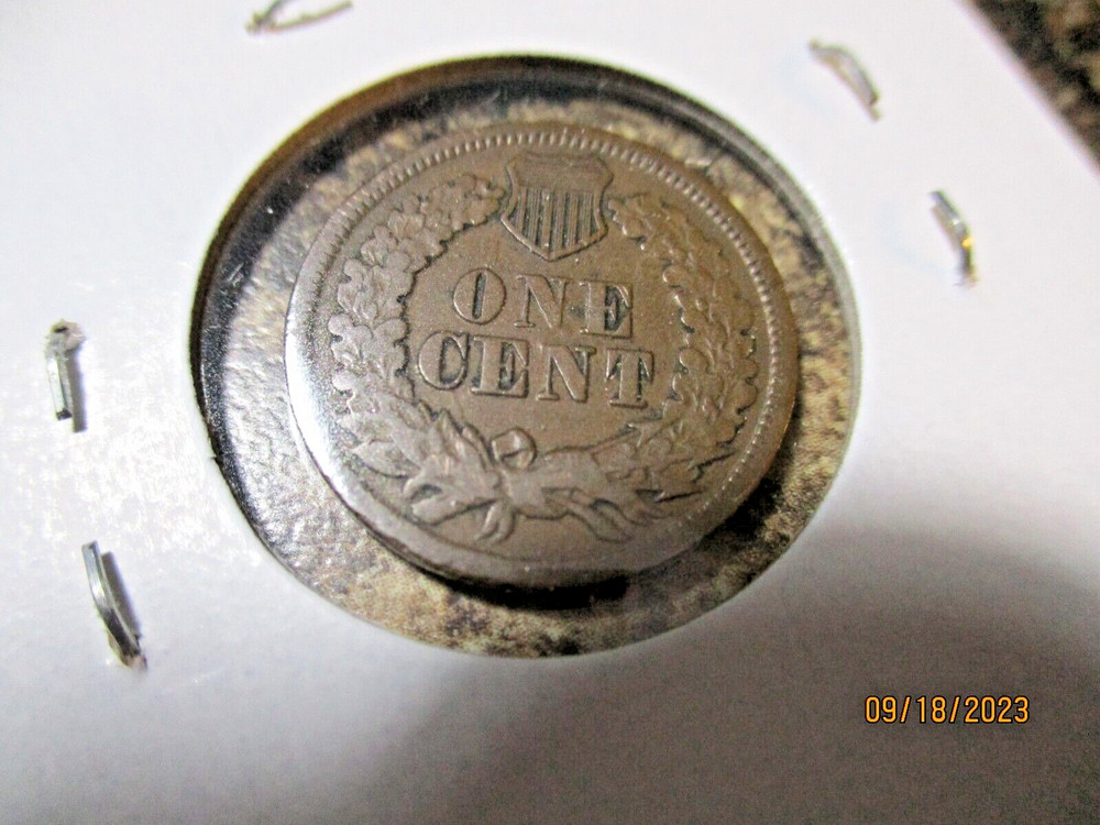 1864 INDIAN CENT WITH REVERSE DIE CLASH VF DD4